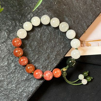 Pulsera de cuerda trenzada Nanhong de jade hetiano