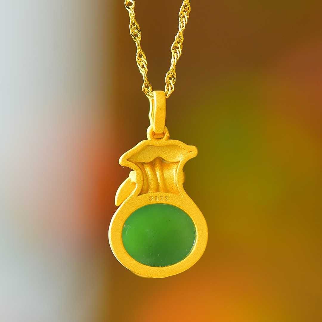 925 Silver Inlaid Hetian Jadeite "Cute Panda" Pendant