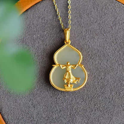 925 Silver Inlaid Nephrite "The Return of the Great Sage" Pendant