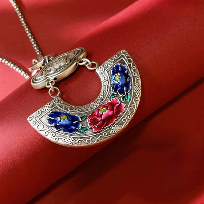 Nuevo colgante de plata esterlina con peonía hueca de estilo chino