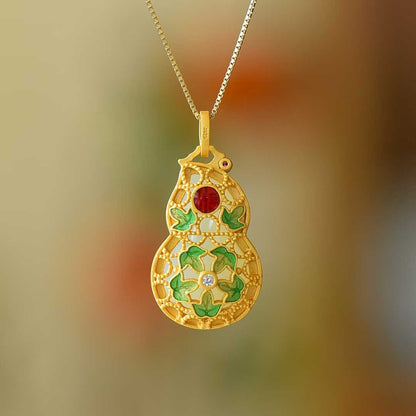 925 Silver Inlaid Nephrite "Fu Lu" (Happiness and Prosperity) Pendant