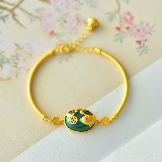 925 Silver-Inlaid Malachite Bracelet "Year After Year Surplus