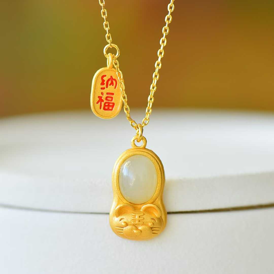 S925 Silver Inlaid Hetian Nephrite "Attract Wealth & Gather Blessings" Jewelry Set Product Description（English）