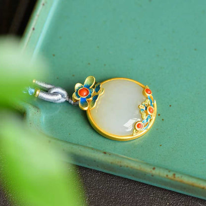 S925 Silver Inlaid Nephrite "Morning Flowers Collected at Dusk" Sweater Chain