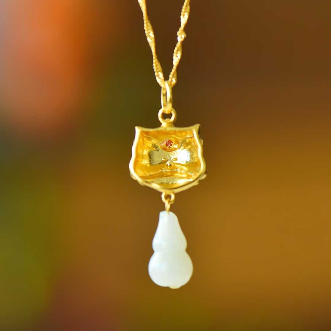 925 Silver Inlaid Hetian Nephrite "Blessings, Emoluments & Lifetime Prosperity, All Wishes Come True" Pendant