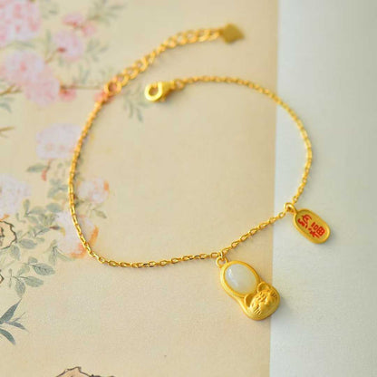 S925 Silver Inlaid Hetian Nephrite "Attract Wealth & Gather Blessings" Jewelry Set Product Description（English）