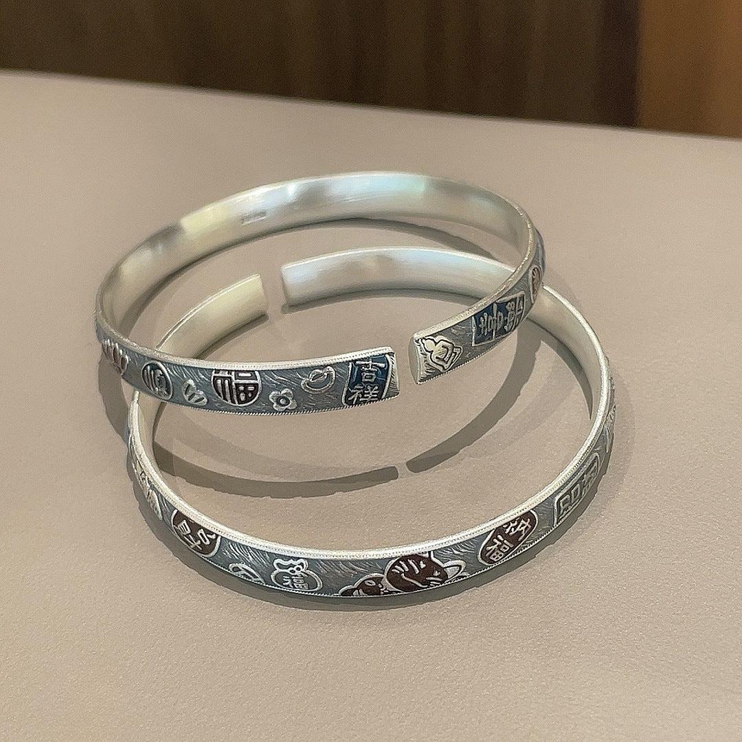 Artistic retro sterling silver bracelet