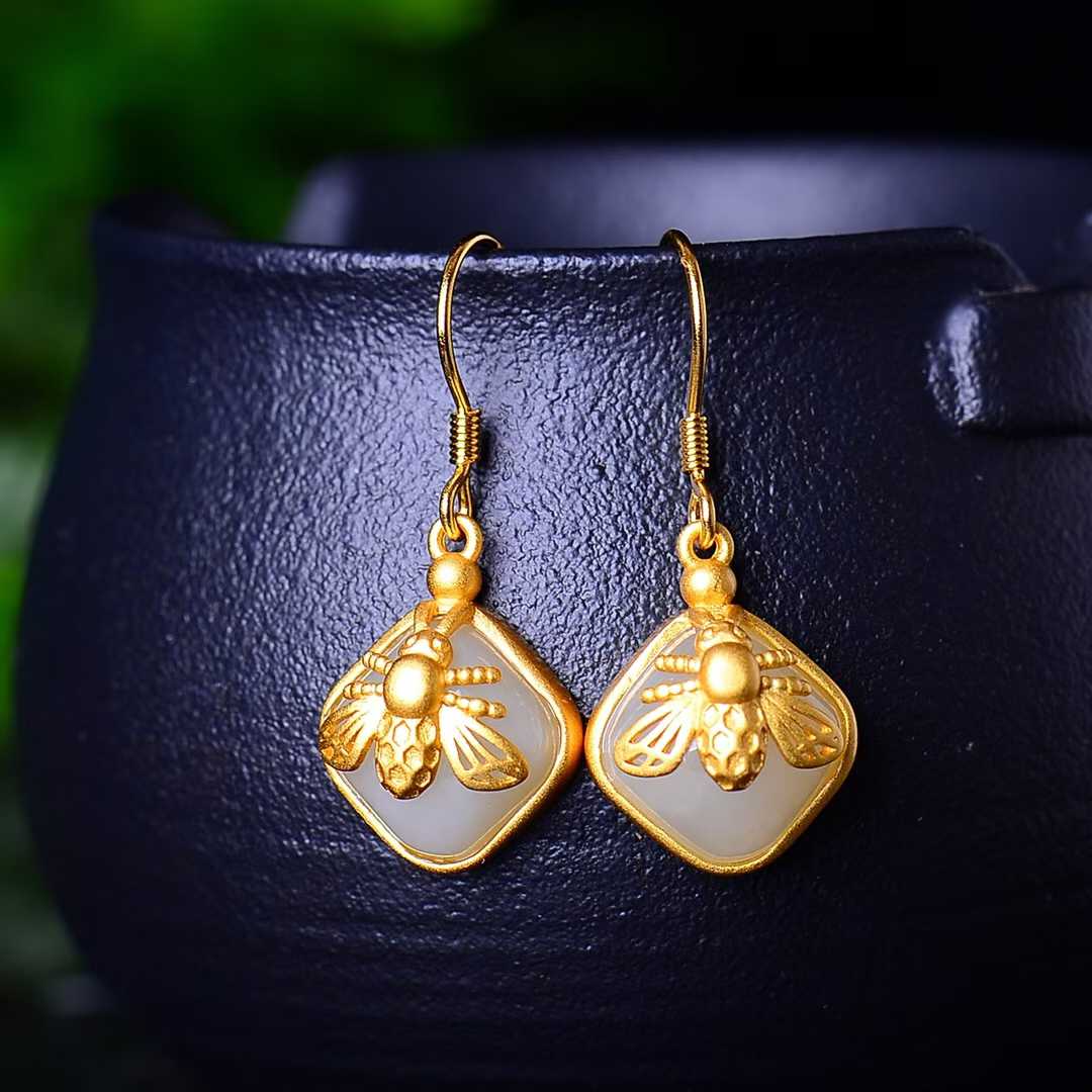 925 Silver Inlaid Hetian Jade Set