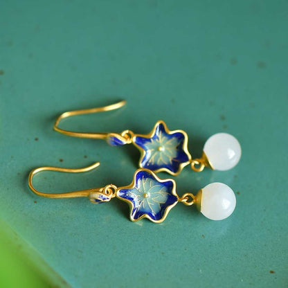 S925 Silver Inlaid Nephrite "Guose (National Beauty) & Family Reunion" Earrings