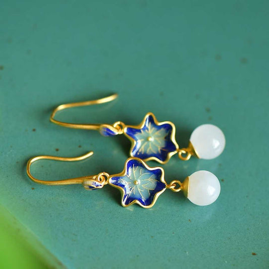 S925 Silver Inlaid Nephrite "Guose (National Beauty) & Family Reunion" Earrings