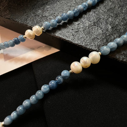 Collar de clavícula de aguamarina de moda