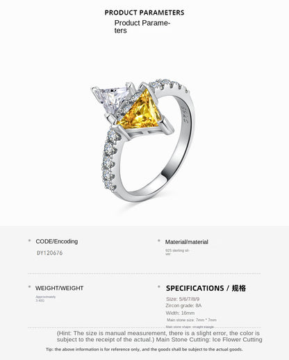 Anillo clásico de circonita con diamante de alto carbono y corte de flor de hielo brillante y noble