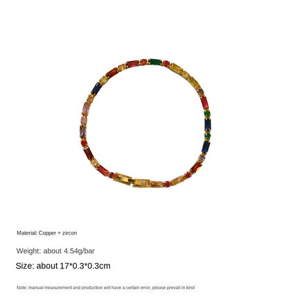 Pulsera de circonitas coloridas con personalidad retro sencilla