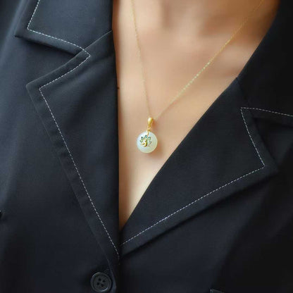 925 Silver Inlaid Hetian Enamel Peacock Spreading Its Tail Pendant