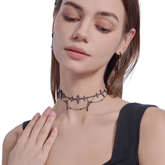 Collar con candado de estrella rosa punk 