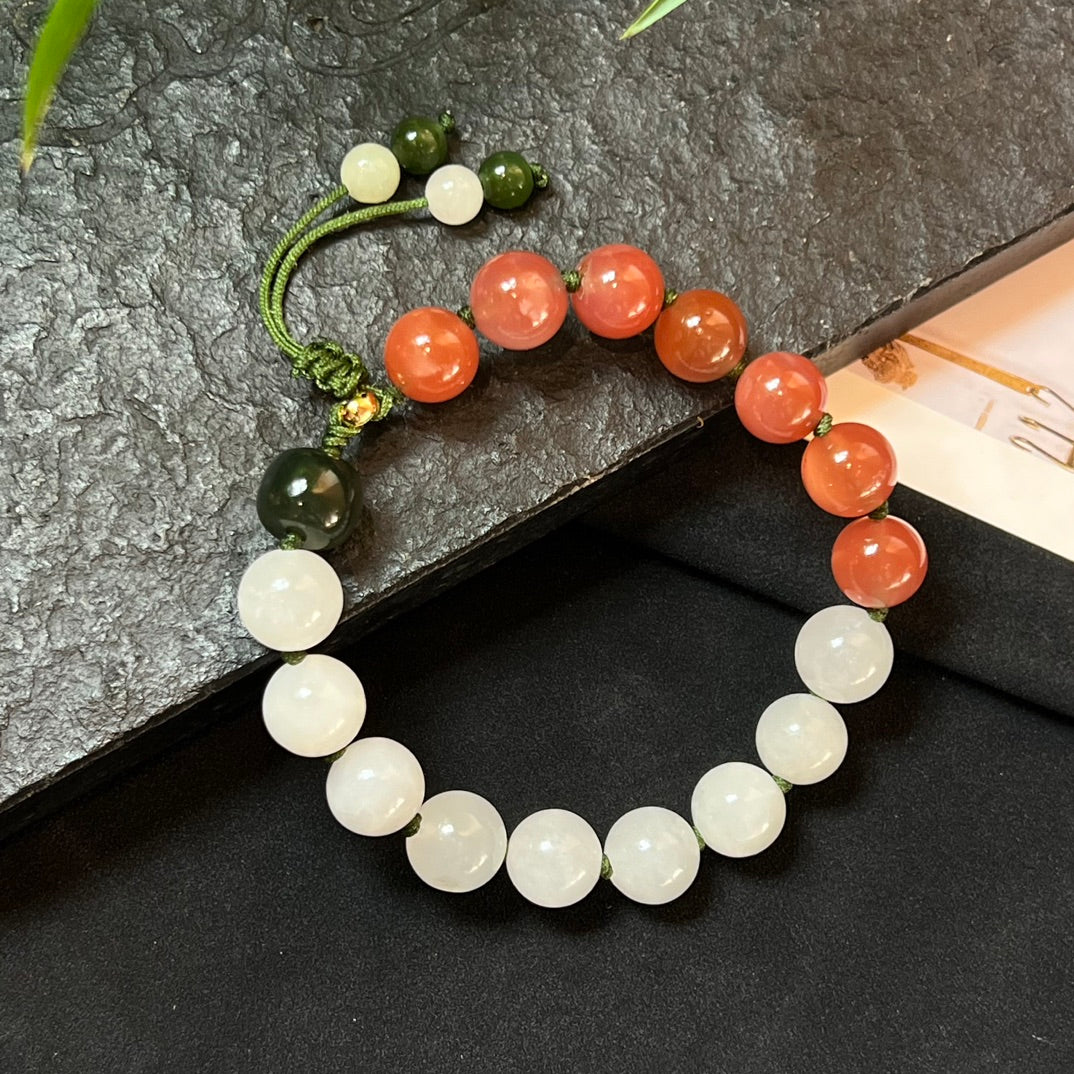 Pulsera de cuerda trenzada Nanhong de jade hetiano