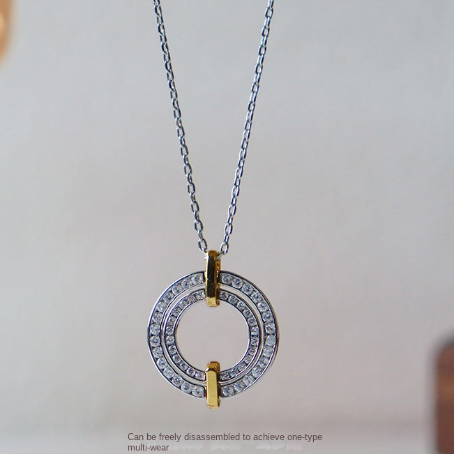 Novelty retro zircon double ring necklace women's accessories
