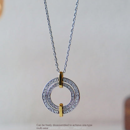 Novelty retro zircon double ring necklace women's accessories