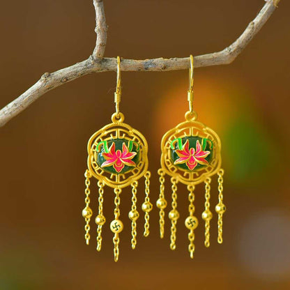 925 Silver Inlaid Hetian Green Nephrite "Orchid Heart & Iris Quality" Jewelry Set