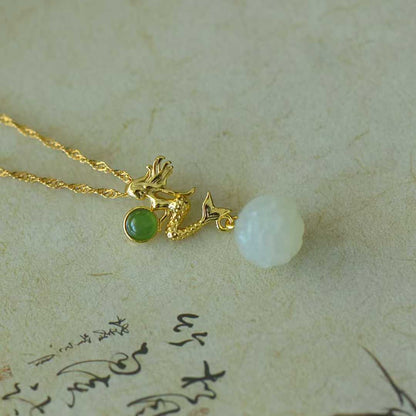 925 Silver Inlaid Hetian Nephrite "Mermaid" Pendant