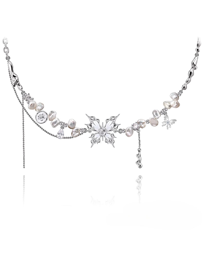 Baroque butterfly pearl necklace