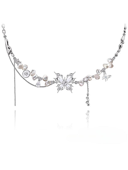 Baroque butterfly pearl necklace