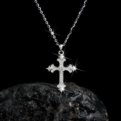 Collar con colgante de cruz de fe de alta gama para hombres y mujeres.
