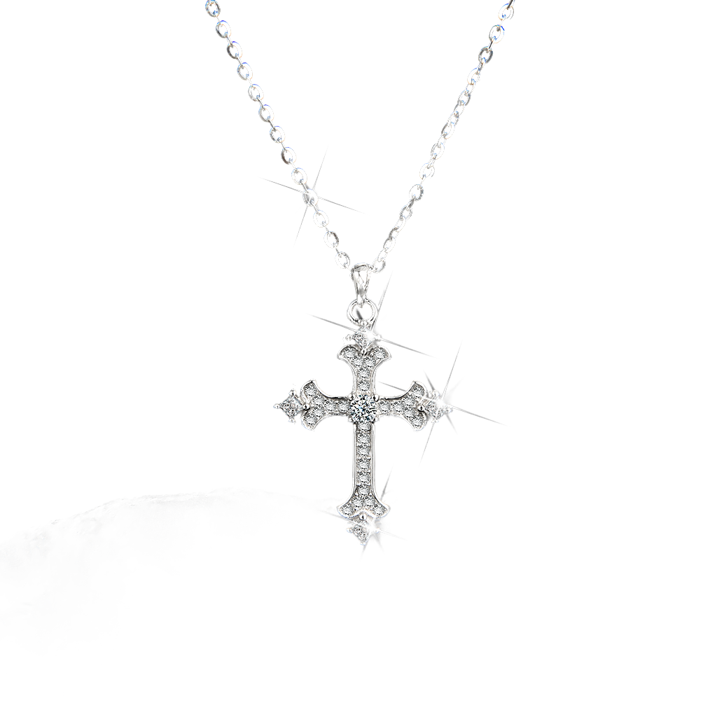 Collar con colgante de cruz de fe de alta gama para hombres y mujeres.