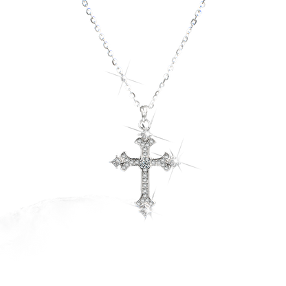 Collar con colgante de cruz de fe de alta gama para hombres y mujeres.