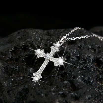 Collar con colgante de cruz de fe de alta gama para hombres y mujeres.