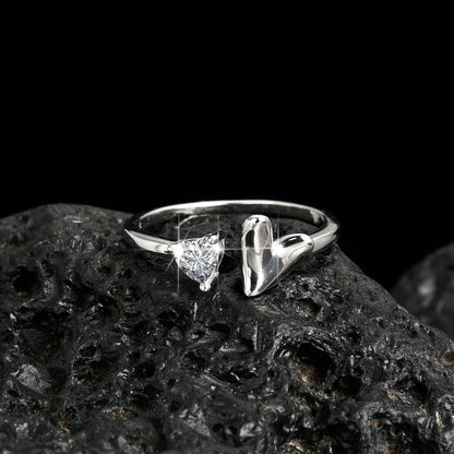 Anillo abierto elegante con forma de corazón para niñas