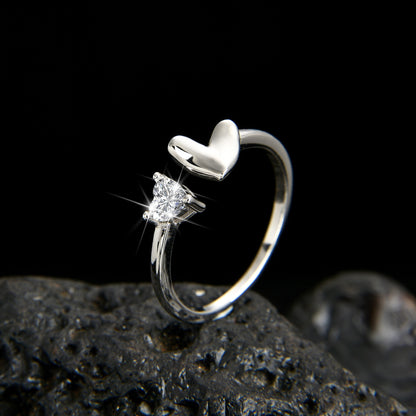 Anillo abierto elegante con forma de corazón para niñas