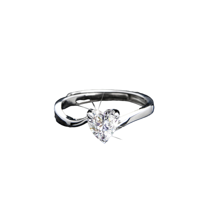 Elegante anillo abierto de circonita cúbica en forma de corazón