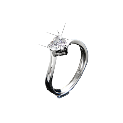 Elegante anillo abierto de circonita cúbica en forma de corazón