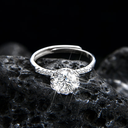 Anillo de circonita rosa de seis garras