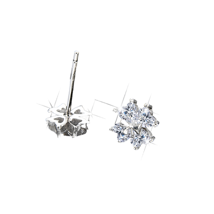 Pendientes de circonita cúbica con trébol de cuatro hojas, nobles y elegantes.