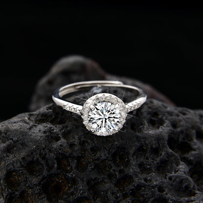 Anillo redondo grande de circonita cúbica