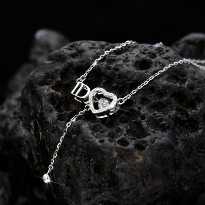Women's exquisite zirconia ID letter heart necklace