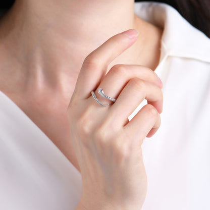 Anillo de pareja con serpiente y piedra de ojo rosa