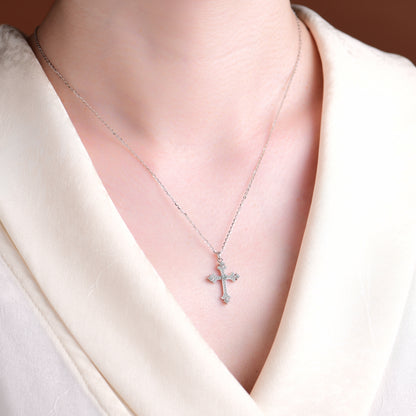Collar con colgante de cruz de fe de alta gama para hombres y mujeres.