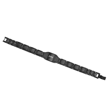 Men's engraved leather strap bracelet