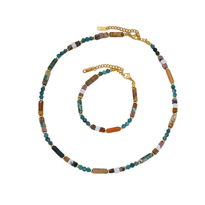 Vintage Personalized Natural Stone Beaded Necklace