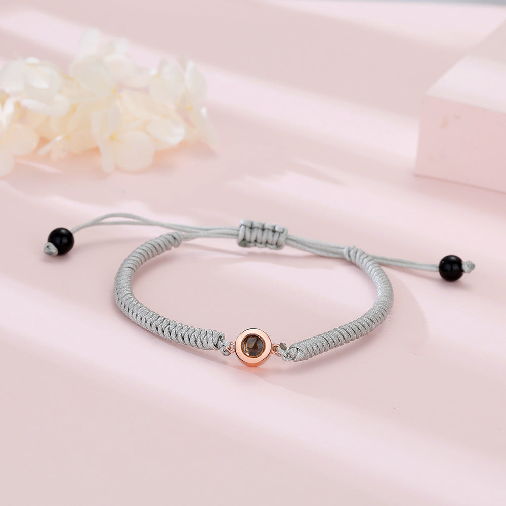 Photo projection colorful couple braided bracelet