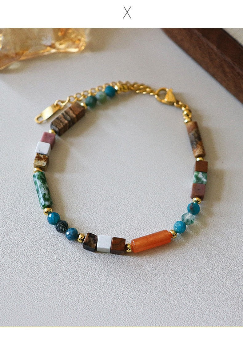 Vintage Personalized Natural Stone Beaded Necklace