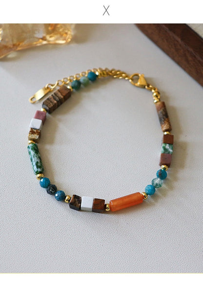 Vintage Personalized Natural Stone Beaded Necklace