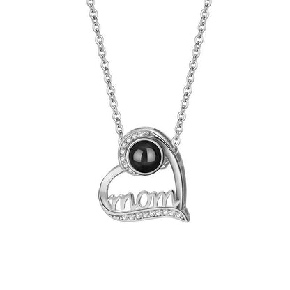 Photo projection MOM heart necklace