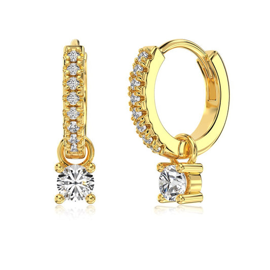 Pendientes redondos de circonita con personalidad de moda
