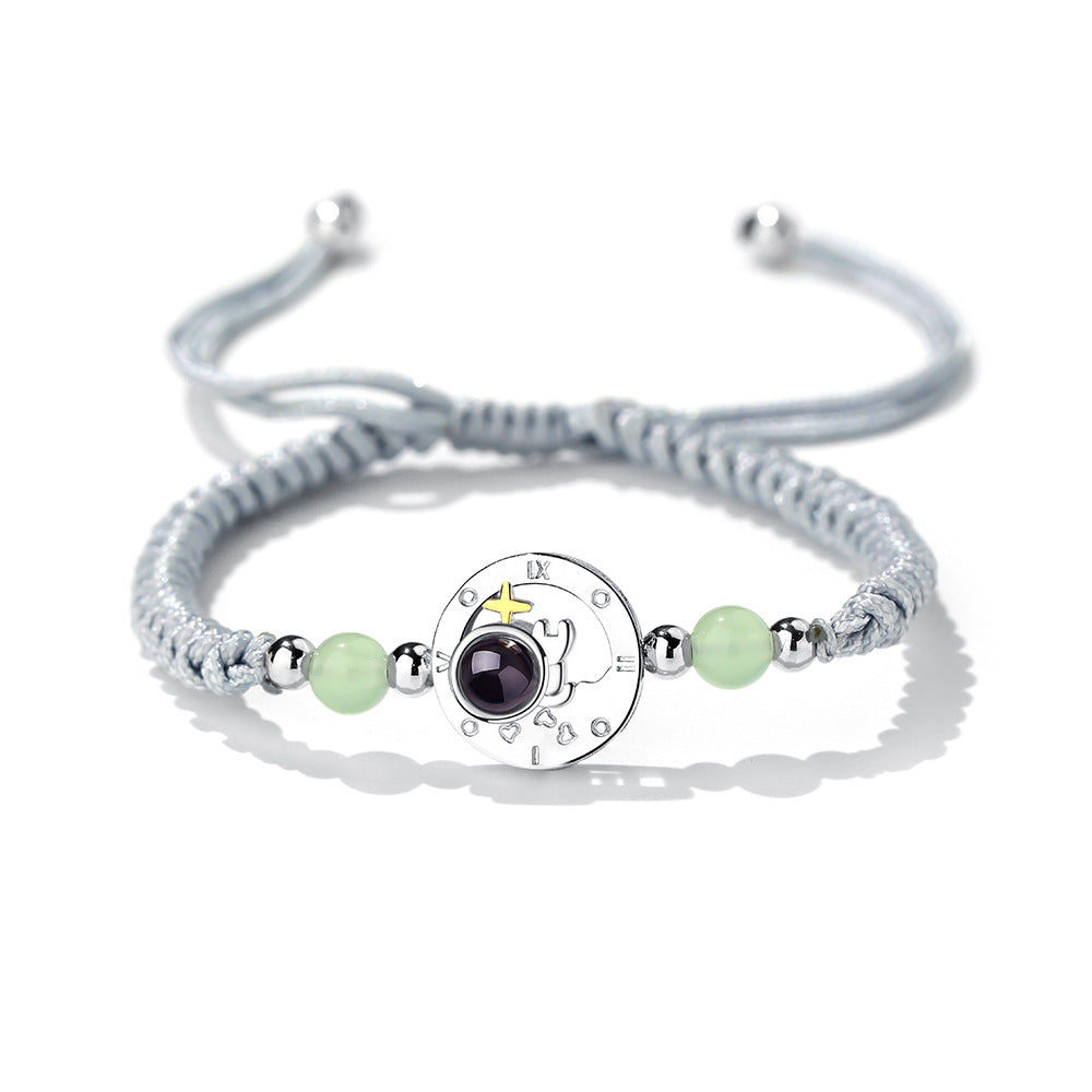 Photo projection sun and moon lovers braided bracelet