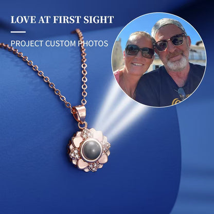 Photo projection sunflower necklace