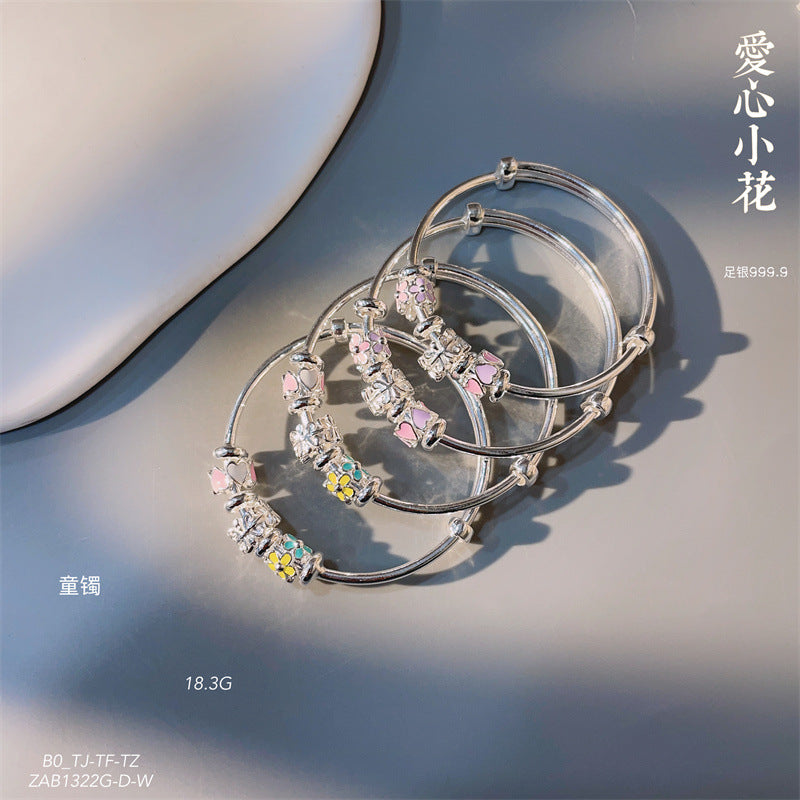 China A pair of sterling silver heart circle bracelets for children